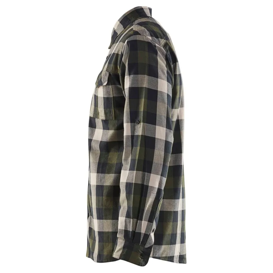 Flanellipaita Blåkläder 3299, oliivinvihreä/musta