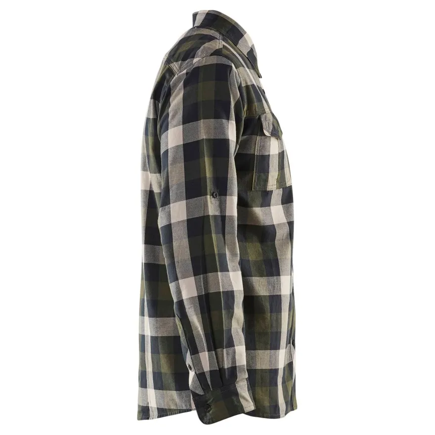 Flanellipaita Blåkläder 3299, oliivinvihreä/musta