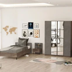 Huonekalusetti Linento Furniture HM14, ruskea/harmaa