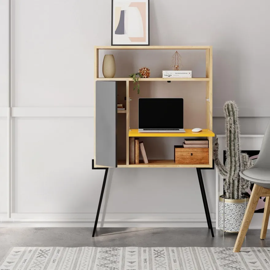 Hylly Linento Furniture Tatti, ruskea/keltainen