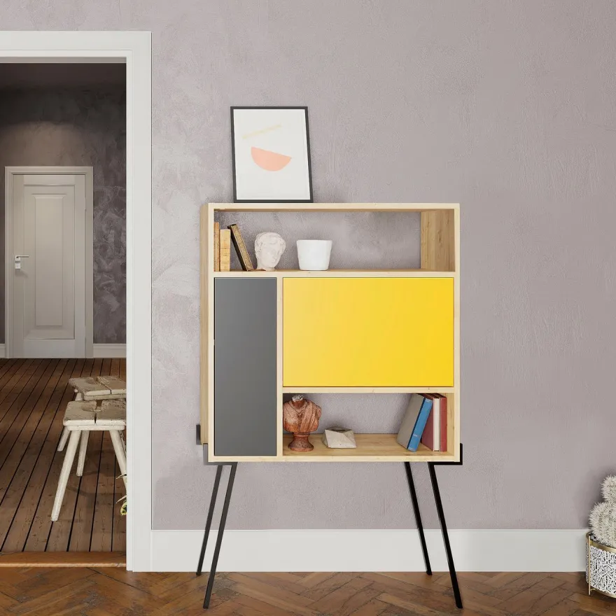 Hylly Linento Furniture Tatti, ruskea/keltainen