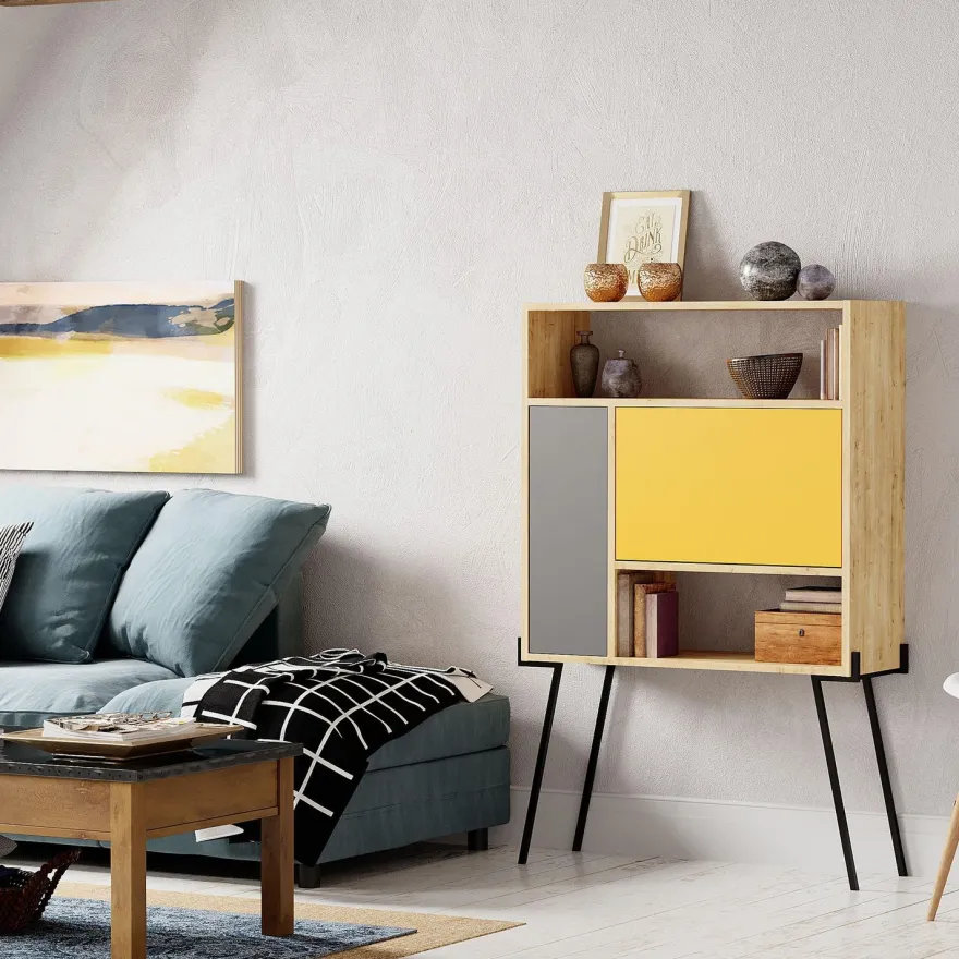 Hylly Linento Furniture Tatti, ruskea/keltainen