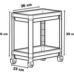 Hylly pyörillä Linento Furniture TKRLKKT-2K, 23x36x40cm, eri värejä