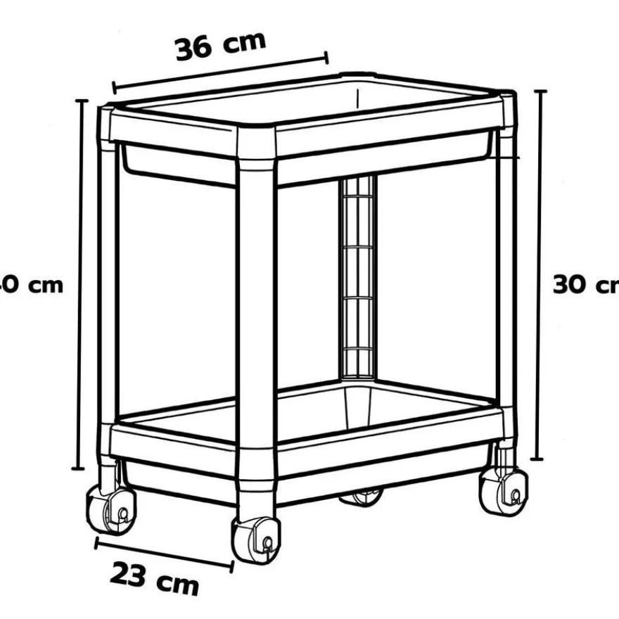 Hylly pyörillä Linento Furniture TKRLKKT-2K, 23x36x40cm, eri värejä