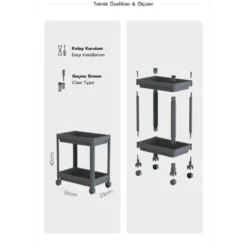 Hylly pyörillä Linento Furniture TKRLKKT-2K-2, 23x36x40cm, 2kpl, eri värejä