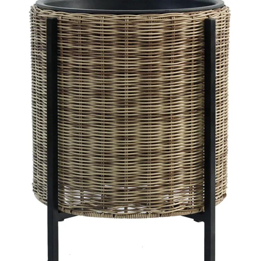 Istutuslaatikko Home4You WICKER jalustalla Ø39xK45 cm, vaaleanruskea