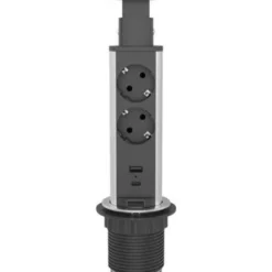 Jatkojohto Gelia Pop up 2+2, 2m, 2-osainen + 1xUSB-A + 1xUSB-C, musta/harmaa