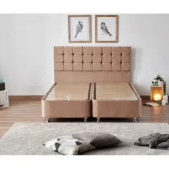 Jenkkisänkypaketti Linento Furniture Latte, 160x200cm, vaaleanruskea
