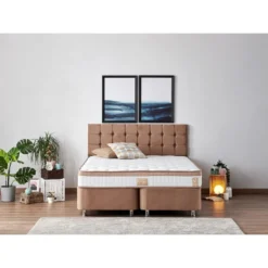 Jenkkisänkypaketti Linento Furniture Latte, 160x200cm, vaaleanruskea