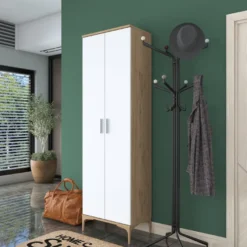 Kaappi Linento Furniture EA116-2746, 60x198.6cm, valkoinen/ruskea