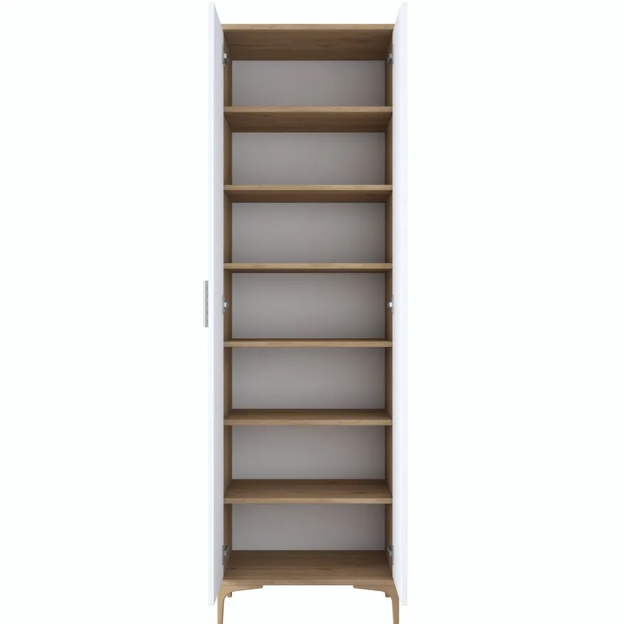 Kaappi Linento Furniture EA116-2746, 60x198.6cm, valkoinen/ruskea