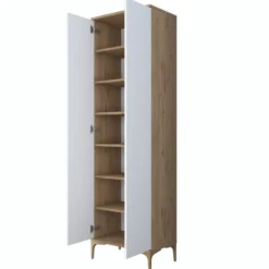 Kaappi Linento Furniture EA116-2746, 60x198.6cm, valkoinen/ruskea