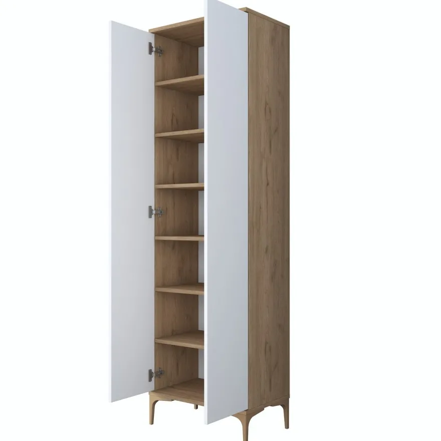 Kaappi Linento Furniture EA116-2746, 60x198.6cm, valkoinen/ruskea
