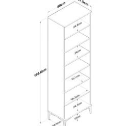 Kaappi Linento Furniture EA116-2746, 60x198.6cm, valkoinen/ruskea