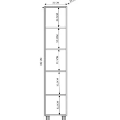 Kaappi Linento Furniture Rb-056, 35x180cm, mattavalkoinen