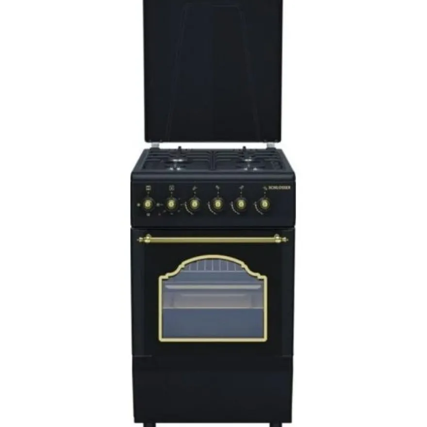 Kaasuliesi Schlosser FS5406MAZDR sähköuunilla, 50cm, musta