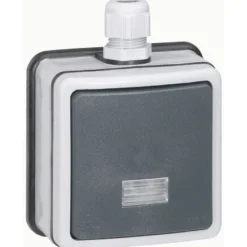 Kaksinapainen kytkin Legrand Plexo 66 10 A IP66 pinta kontrollivalolla, harmaa