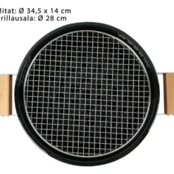 Kamado-grilli Easy Cooking Kamado Korea/Hibachi BBQ, Ø28 cm, pöytämalli, musta