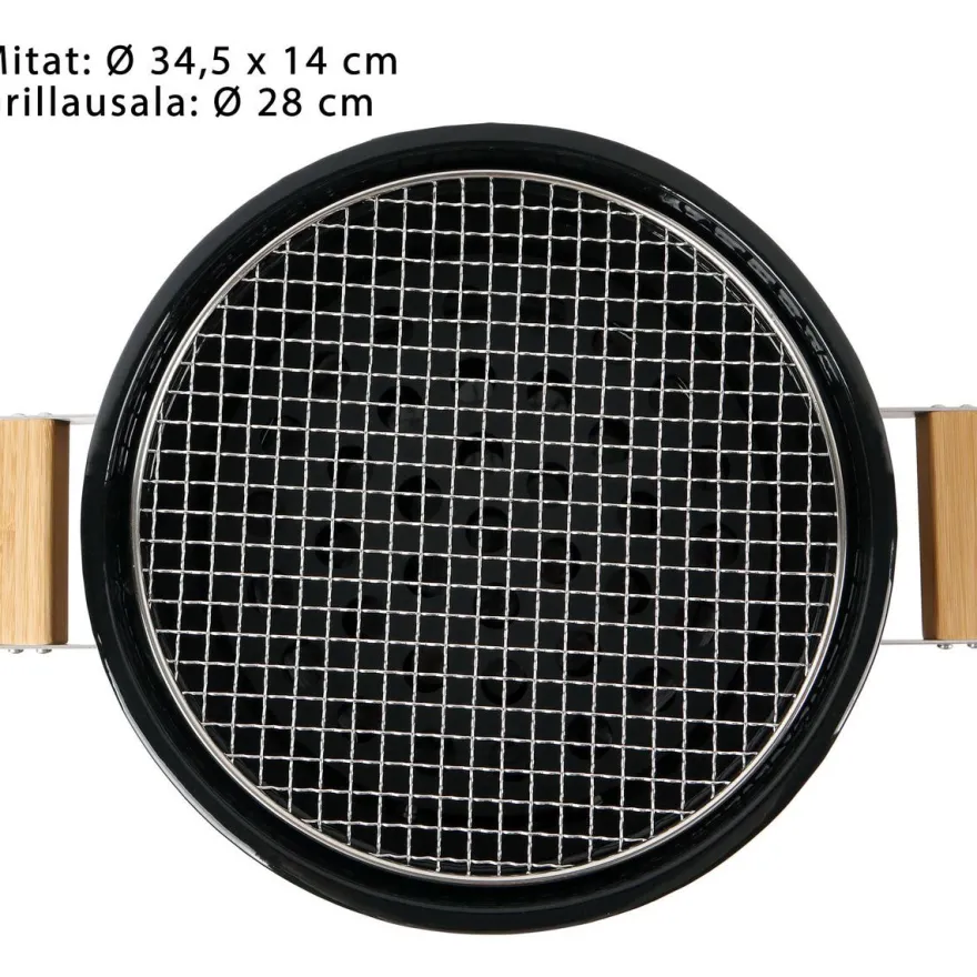 Kamado-grilli Easy Cooking Kamado Korea/Hibachi BBQ, Ø28 cm, pöytämalli, musta