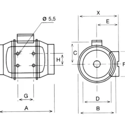 Kanavapuhallin Thermex TD 500/160, IV-kanavan halkaisija 160 mm