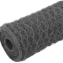 Kanaverkko, teräs, PVC pinnoitteella, silmäkoko 50mm, 25x0.75m, harmaa