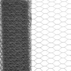 Kanaverkko, teräs, PVC pinnoitteella, silmäkoko 50mm, 25x0.75m, harmaa