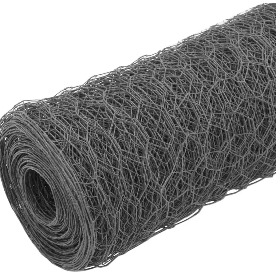 Kanaverkko, teräs, PVC pinnoitteella, silmäkoko 36mm, 25x0.5m, harmaa