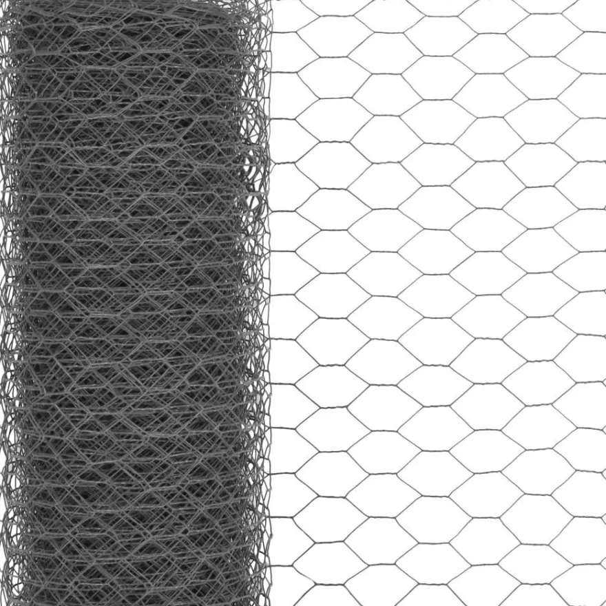 Kanaverkko, teräs, PVC pinnoitteella, silmäkoko 36mm, 25x0.5m, harmaa
