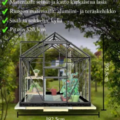Kasvihuone Lykke, 6,2 m² lasi, musta