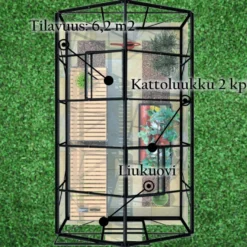 Kasvihuone Lykke, 6,2 m² lasi, musta