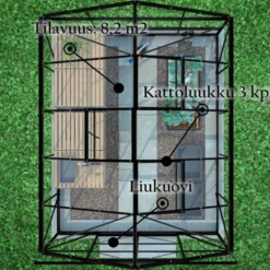 Kasvihuone Lykke, 8,2 m², muovi, musta