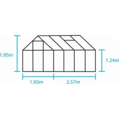 Kasvihuone 5,0m² Halls, lasilla, vihreällä rungolla