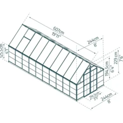 Kasvihuone Palram-Canopia Balance, 14.8m², 8x20ft, eri värejä