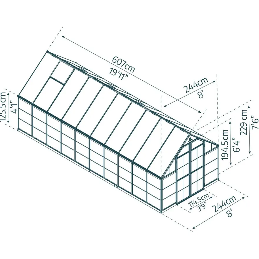 Kasvihuone Palram-Canopia Balance, 14.8m², 8x20ft, eri värejä