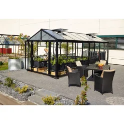 Kasvihuone Vitavia Poseidon 10000, 10m², turvalasi/musta, kennolevykatto