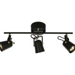 Kattospotti Aneta Lighting Metz, 3-osainen, musta/mattamessinki
