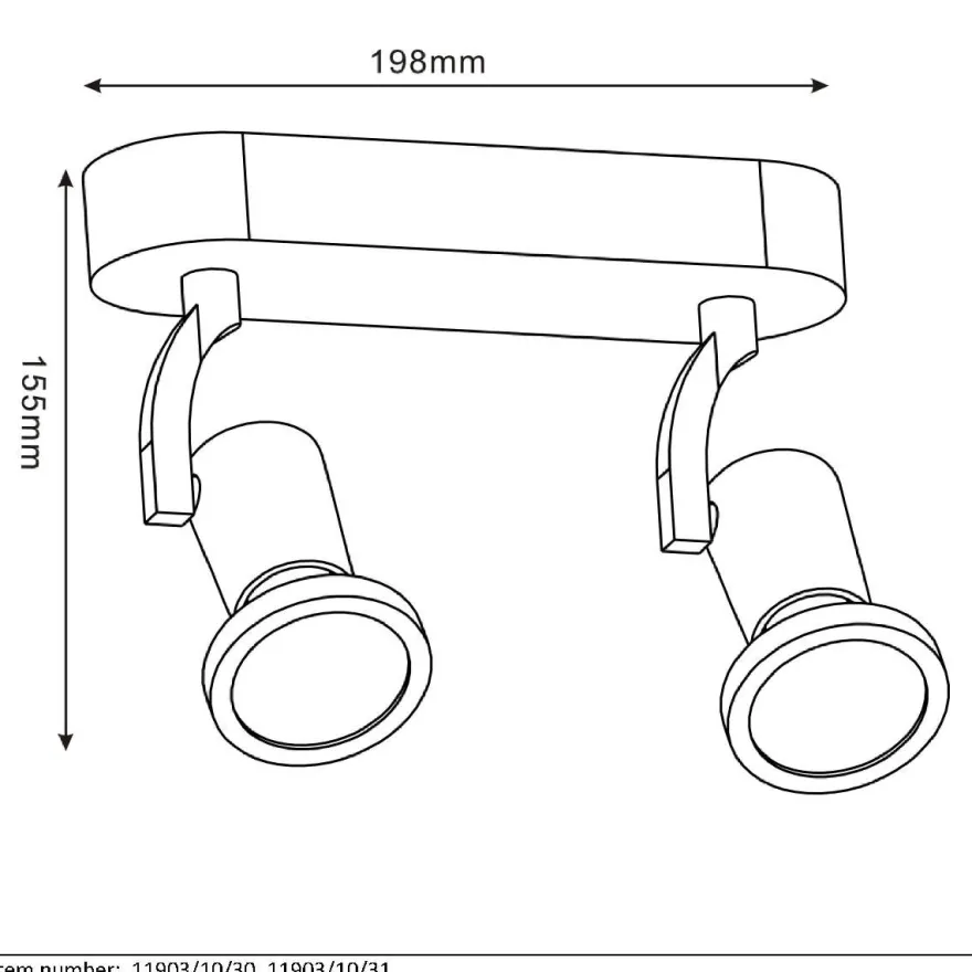 Kattospotti Lucide Jaster, 198x60mm, 2x5W, valkoinen