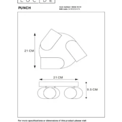 Kattospottivalaisin Lucide Punch Ø21cm, 3xGU10, valkoinen