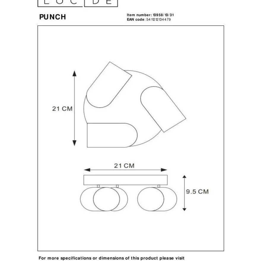 Kattospottivalaisin Lucide Punch Ø21cm, 3xGU10, valkoinen