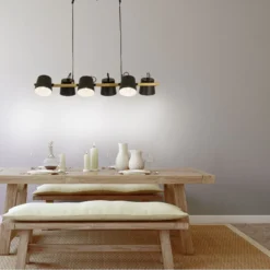 Kattovalaisin Aneta Lighting Espresso, 6-osainen, suunnattava, mattamusta/puu