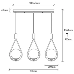 Kattovalaisin Linento Lighting GMN-00009, 3-osainen, musta