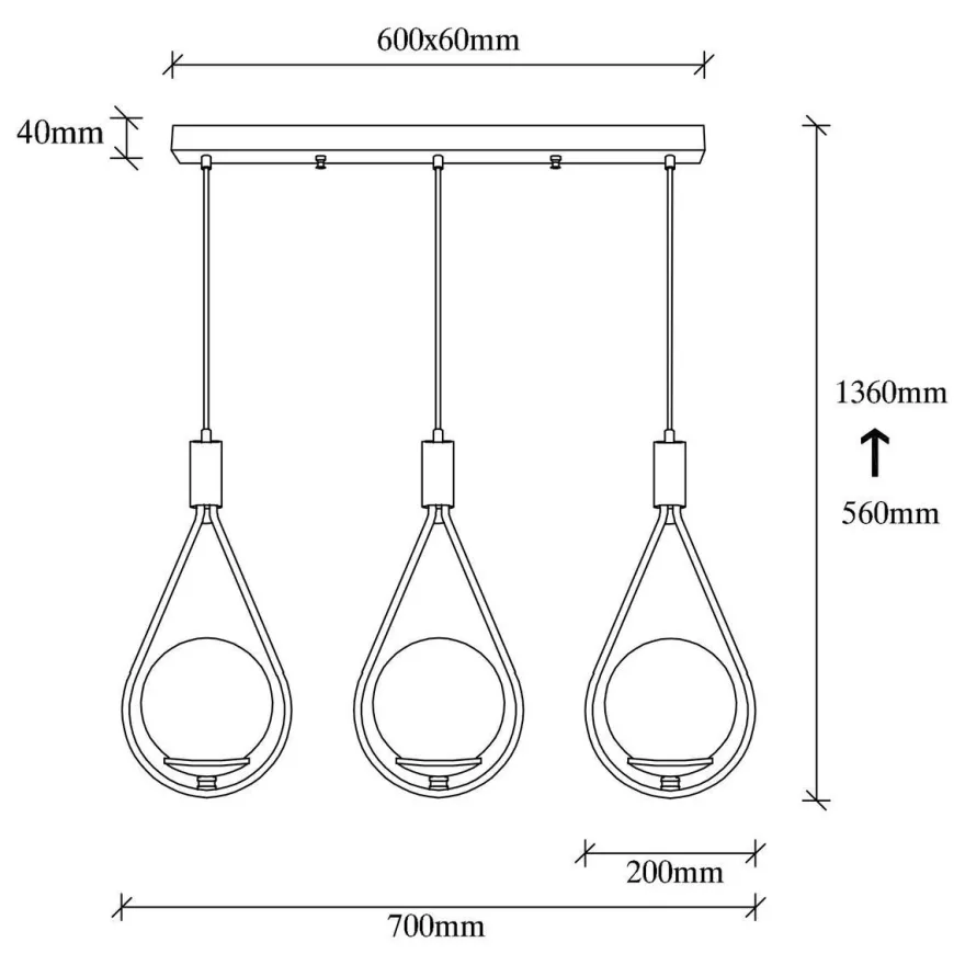 Kattovalaisin Linento Lighting GMN-00009, 3-osainen, musta