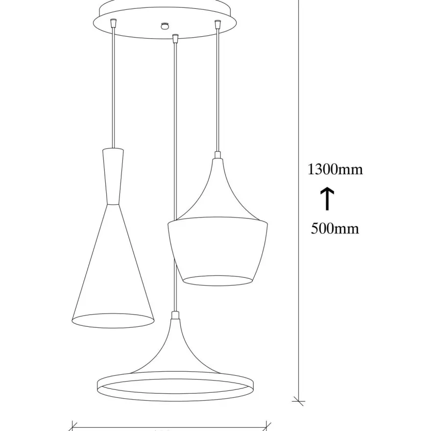 Kattovalaisin Linento Lighting Elmas, 3-osainen, pyöreä, musta
