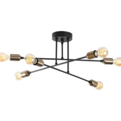 Kattovalaisin Linento Lighting Fleur, 6-osainen, musta/pronssi