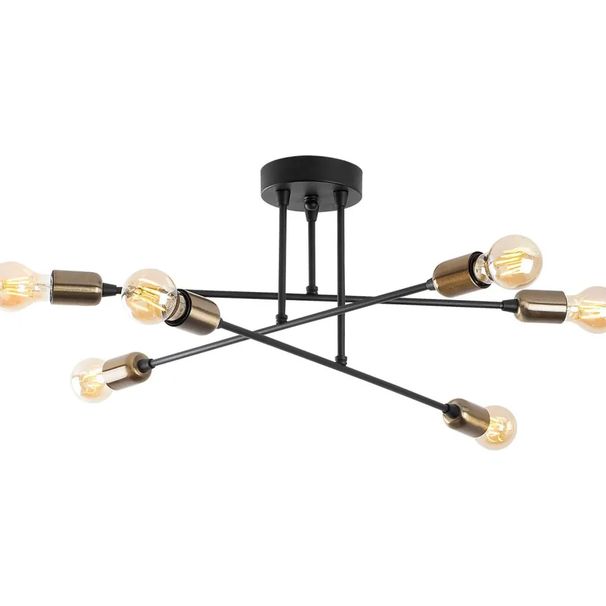 Kattovalaisin Linento Lighting Fleur, 6-osainen, musta/pronssi