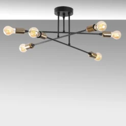 Kattovalaisin Linento Lighting Fleur, 6-osainen, musta/pronssi