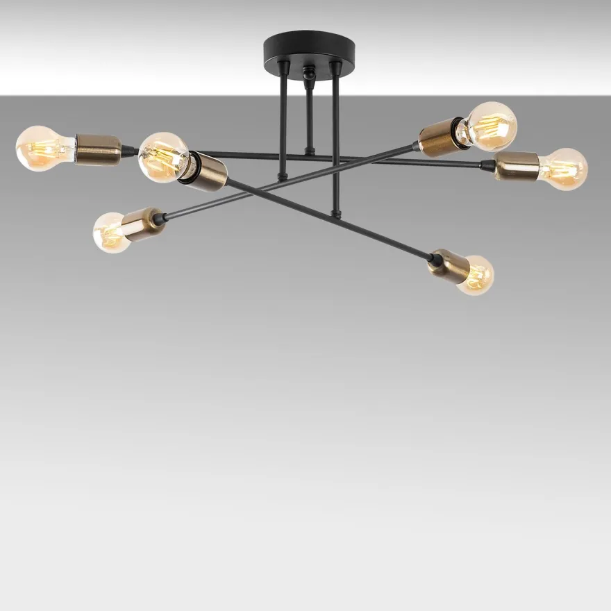 Kattovalaisin Linento Lighting Fleur, 6-osainen, musta/pronssi