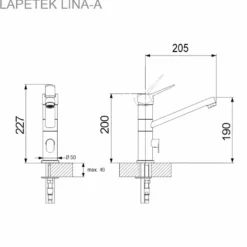 Keittiöallas Blanco Etagon 6 ja Lapetek Lina 20-A keittiöhana, APK-liitäntä, antrasiitti