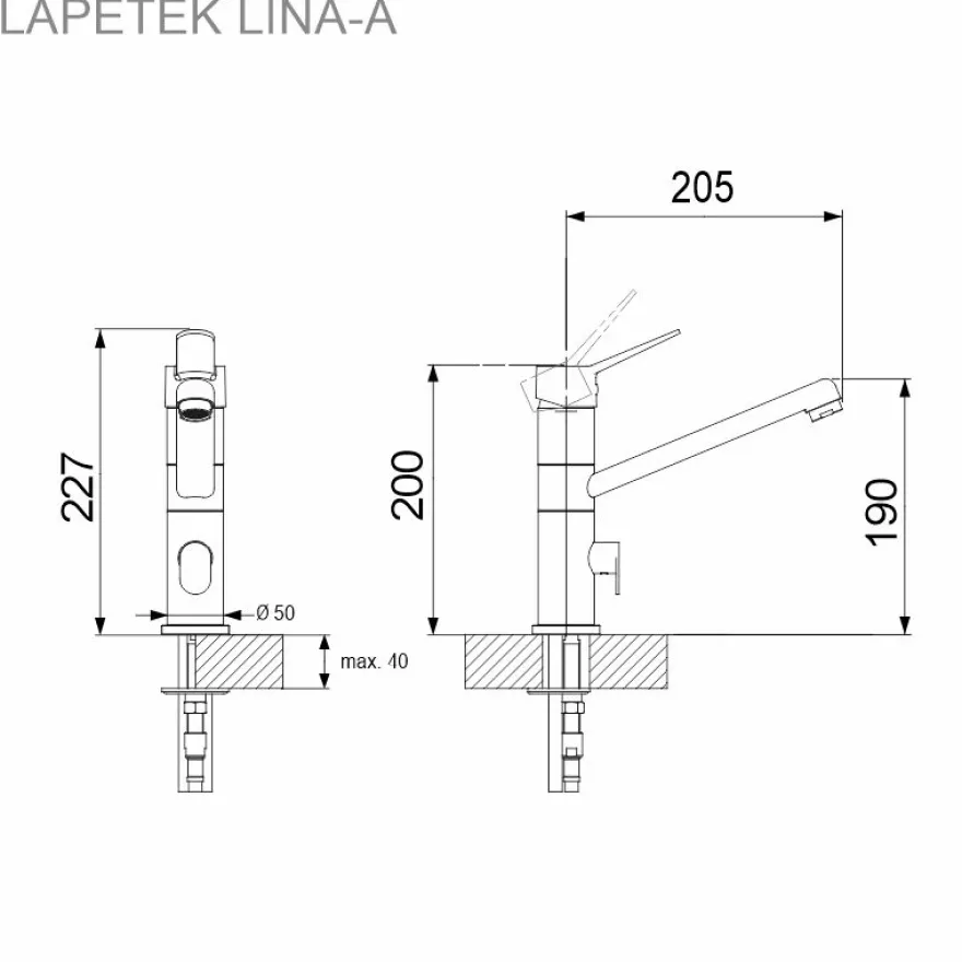 Keittiöallas Blanco Etagon 6 ja Lapetek Lina 20-A keittiöhana, APK-liitäntä, antrasiitti