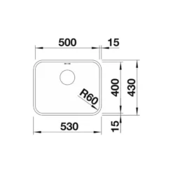 Keittiöallas Blanco Supra 500-U, 530x430mm, altakiinnitettävä, rst